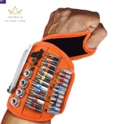 Magnetic Wristband Black with Super Strong Magnets Holds Screws, Drill Bit. Uniq