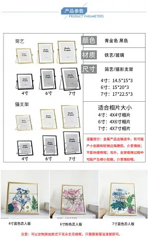 Lmdec 金屬玻璃相框干花永生花標本擺臺創意歐式7寸現代簡約ins