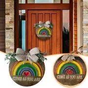 Love Rainbow Wooden Door Sign Home Decoration Wooden Crafts Hanging Circular