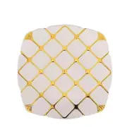 10 White 10" Square Plates Gold Geometric Design Party Event Tableware Supplies