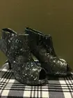 FAHRENHEIT Sequin Peep-toe Party Pumps ~ Silver