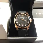 【可面交】EMPORIO ARMANI AR11101 玫瑰金 44MM 橡膠錶帶 男錶 基隆大錶哥 亞曼尼