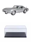 DIECAST CAR W/DISPLAY CASE 1965 CHEVY CORVETTE SILVER MAISTO 31640SV 1/18 SCALE