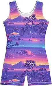 [FRODOTGV] Dark Purple Trees Leotards for Girls Gymnastics Kids Tumbling Dance Outfit for Training, Yoga, Tumbling