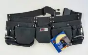 Carpenter Tool Work Apron Polyester 11 Pockets 28 - 48 inch Waist Black