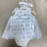在飛比找蝦皮購物優惠-Baby City 寶寶 新生兒 藍色花朵 紗裙連身衣+髮帶