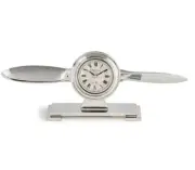 Propeller Desk Clock 1900's Trench Art Aluminum Art Deco Aviation Plane Decor