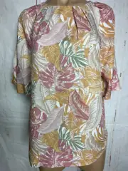 BNWT Ladies Sz 10 Anko Short Sleeve Tuck Top Palm Mix