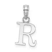 14K White Gold Polished Block Letter R Initial Pendant