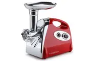 EUROCHEF Electric Meat Grinder, Stainless Steel Mincer Sausage Filler Kibbe Maker, Red