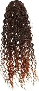 Ipetboom Wig Ponytail Curly Human Hair Wig Human Hair Ponytail Extension Curling Hairpiece Brown High Temperature Wire