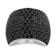 Black Spinel Pave Dress Ring with Sterling Silver