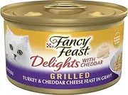 Purina Fancy Feast Gravy Wet Cat Food, Delights Grilled Turkey & Cheddar Cheese Feast in Gravy - (24) 3 oz. Cans