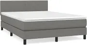 Box Spring Bed with Mattress Dark Grey 153x203 cm Queen Size Fabric,Beds & Bed Frames 66.9KG-3283190