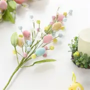 Artificial Easter Flower Colorful Egg Berries Stems Twig Branches Decorations