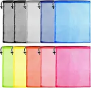 KUUQA 10 Pcs Mesh Drawstring Bag, Laundry Bag, Mesh Stuff Sack, Golf Ball Bag, Nylon Mesh Bag for Storage, Travel and Sports (Colorful, 13"x15.5")