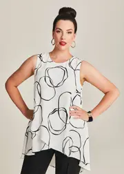 [Taking Shape] Taking Shape Colby Sleeveless Long Tunic Size 14 in Print - Plus Size Women's Clothing Print