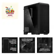 S2 - ATX Mid-Tower PC Case - Tinted Tempered Glass Side Panel - Mesh Front Pa...
