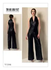 VOGUE SEWING PATTERN 1506 MISSES 4-14 EASY V- NECK SEMI-FITTED WIDE LEG JUMPSUIT