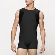 Men's Tracksuit Shapewear Bodysuit Gymnastics Suits Crew Neck Outdoor Sports Patchwork Plain Black Red Polyester Activewear Sports Outdoors Gymnatics Spring