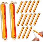 24pcs Hollow Roll with Rubber Band Men Home Rubbers Hair Curlers Rollers Perming Suits Overnight Bands Wraps Perm Rods Spiral Curlers Man Hair Rollers Hair Wand Curler Plastic