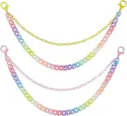 [GORGECRAFT] Pack of 2 Colourful Trouser Chain Double Layer Punk Jeans Key Ring with Lobster Clasp Light Pink Yellow Waist Bag Chain Accessories for Hip Hop Trousers Jeans Shorts Decorations Concert