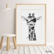 Baby Boy Nursery Wall Art prints. Pirate Giraffe Wall art decor Safari Jungle