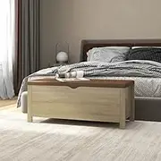 Storage Box with Cushion, Toy Box, Storage Organizer Furniture, 105 x 40 x 45 cm, Engineered Wood