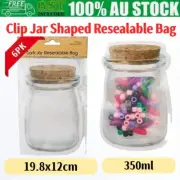 24x 350ml Clip Jar Shaped Resealable Bag Zip Lock Craft Reusable Snack Bags AU