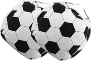 MOBUTOFU Soccer Bean Bag Cover 2pcs Plush Toy Storage Pouch Canvas Bag Chair Accessory for Boys and Girls