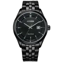 在飛比找momo購物網優惠-【CITIZEN 星辰】GENTS經典黑品貌非凡藍寶石鋼帶錶