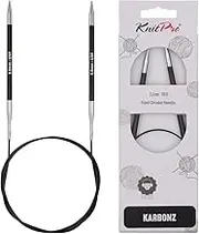 KnitPro 80 cm x 5 mm Karbonz Fixed Circular Needles, Black and Silver