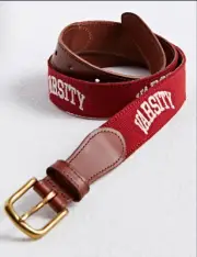 UO Varsity Sporty Sports Needlepoint stitched Suede Belt Premium Ajustable M 34