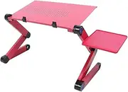 Laptop Stand Adjustable, Laptop Desk for Bed Couch,Laptop Stand for Desk, Folding Laptop Lap Desk with Mouse Holder for Eating Reading Working (Rose Red)
