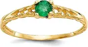 [JewelryWeb] 14k Yellow Gold Polished 3mm Emerald Teen Ring Size 3 Band Style-Ring