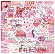 TuoYi 122 Pieces Pink Bookish Stickers,Book Stickers for Kindle,Book Reading Stickers,Aesthetic Kindle Stickers,Bookish Gifts for Woman,Girl,Book Lover
