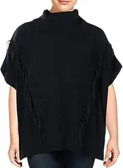 [Anne Klein] Women's Fringe Turtleneck Poncho