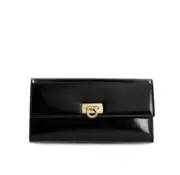 Ferragamo Wanda black continental wallet clutch!!!Made In Italy!!!