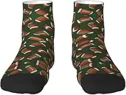 [JBYJBX] Football Green Print Adult Socks Womens Mens Workout Thermal Cozy All-Season Gift Holiday Articles Use