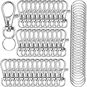 120PCS Premium Swivel Lanyard Snap Hook with Key Rings, Metal Keychain Hooks for Lanyard Crafting(Silver)