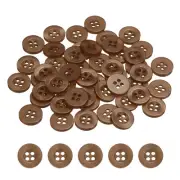 50pcs Sewing Button 11.5mm 4 Holes Resin Round Craft Buttons, Dark Brown