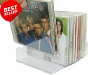 DVD Storage Box | Clear Acrylic, Stackable CD Organizer, Holds 14 CD Cases