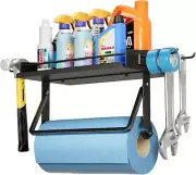 Stylish Powder Coated Wall Mount Paper Towel Holder with Hooks for Quick Cleanup