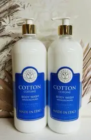 (2-Pack) ERBARIO TOSCANO ~ COTTON Moisturizing BODY WASH 1000ml MADE IN ITALY