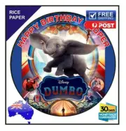 DUMBO PERSONALISED Edible Rice Paper Image birthday party cake topper round