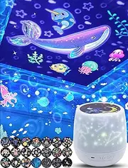 Projector Night Light for Kids + 21 Sets of Films, Night Light Projector for Bedroom, Ceiling, Kids Star Galaxy Projector with 360° Rotation for Baby Girl Boy, Birthday, Christmas, Nursery, Room Decor