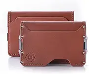 [Dango Products] Dango D03 Dapper Bifold EDC Wallet - Made in USA - Genuine Leather, Slim, Minimalist, Metal, RFID Blocking
