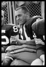 Green Bay Packers Jim Taylor on the bench at the Chicago Bears vs - Old Photo
