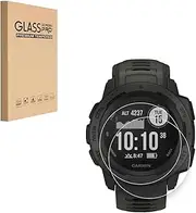 HYGMOCC Screen Protector for Garmin Instinct/Garmin Instinct Solar Smartwatch(Not for instinct 2/Instinct 2X Solar) Tempered Glass Film, 9H Hardness,Anti-Scratch,High Definition,Bubble Free (2 pcs)