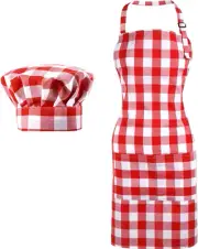 2 Pcs Chef Costume for Women Men Chef Hat Apron Set for Adult Baker Apron Hat fo